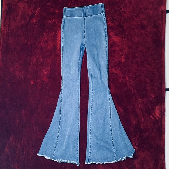 Three Bird Nest Denim - Three Bird Nest The Signature Flare Pull on Denim Bell Bottom Raw Hem Boho Jeans